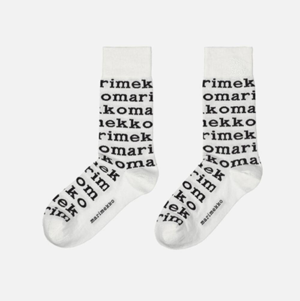 marimekko Kasvaa Logo Socks Black White 37-39 US 6.5-8.5 NWT